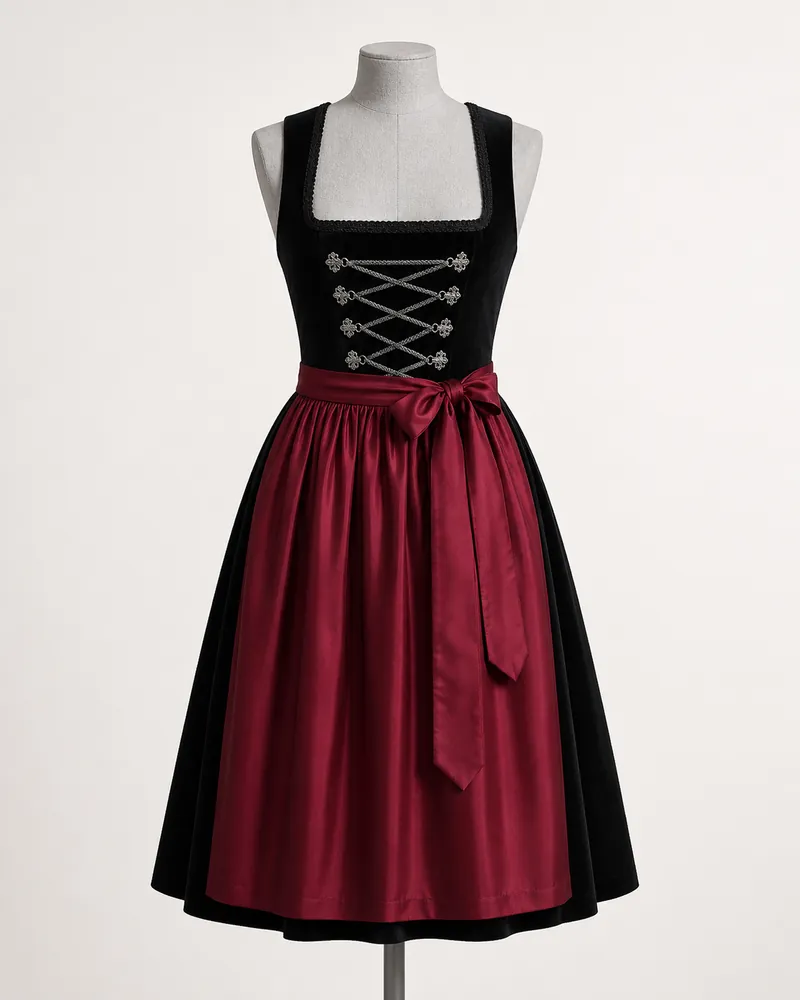 Samtdirndl Nachtschatten, Midi 68 cm